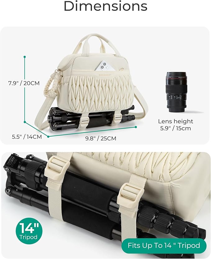 BAGSMART Camera Sling Bag, Portable Small Camera Bags for Photographers with Tripod Holder, Waterproof DSLR/SLR/Cute Camera Case for Women with Rain Cover, Compatible with Sony Canon Nikon, Black