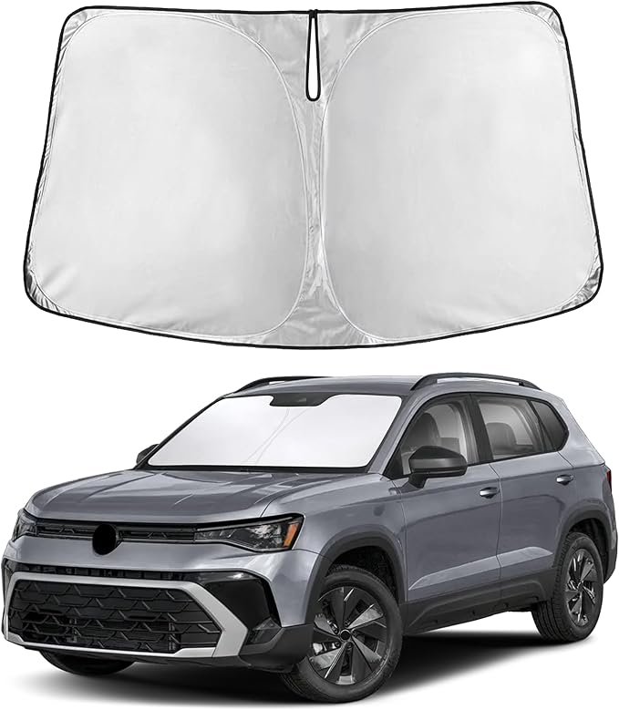 Autovir Windshield Sun Shade Fit for 2022-2024 2025 2026 Volkswagen Taos Sunshade, Front Car Window Shades Sun Visor, Blocks UV Rays & Heat, Car Accessories