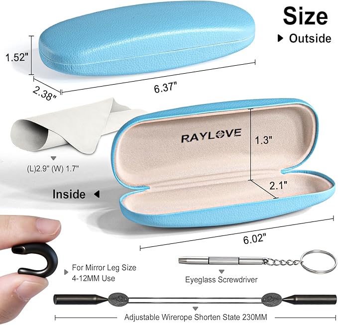 RayLove Unisex Hard Shell Eyeglasses Cases, Protective Case For Glasses