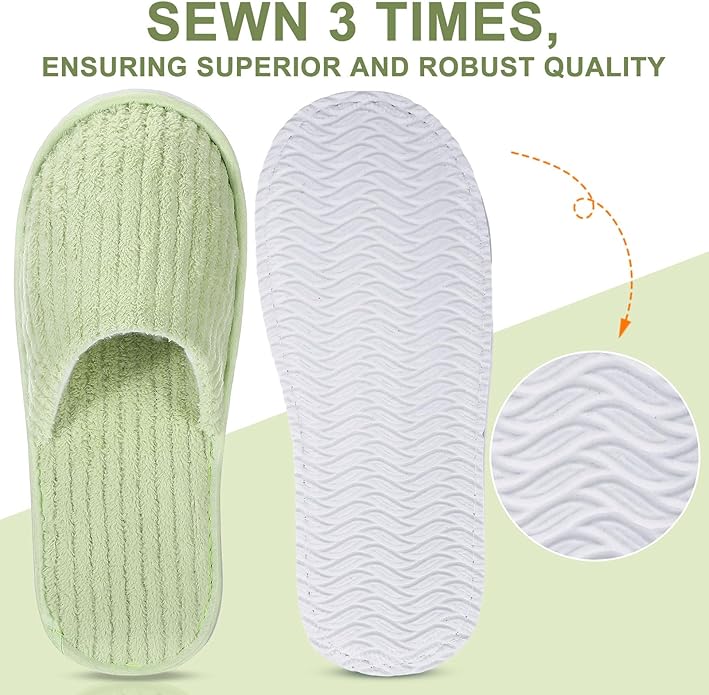 Panitay 20 Pairs Reusable Spa Slippers for Guests Washable House Slippers with Triple Layer Coral Fleece for Home Indoor Hotel Travel, Closed Toe