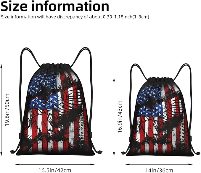 Eagle Outline Drawstring Backpack American Flag Gym Drawstring Bag Patriotic Gift for Independence Day Veterans Day Memorial Day, 4th of July Party Favor Goodies Storage Bags