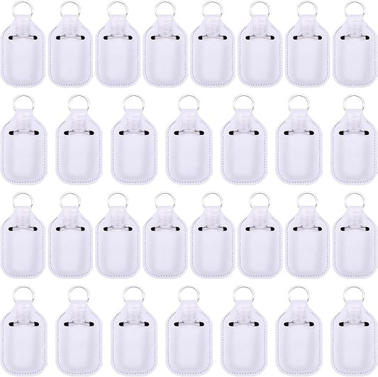 Duufin 60 Pieces Empty Travel Size Hand Sanitizer Bottles with Keychain Set Including 30 Pieces Clear Refillable Bottles and 30 Pieces Hand Sanitizer Holder Keychain for Backpack and Purse