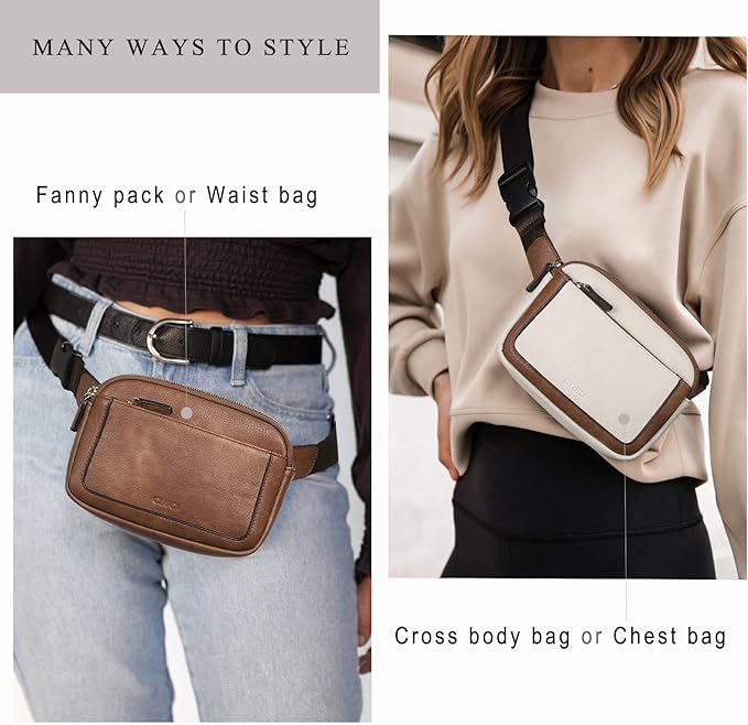 CLUCI Fanny Packs for Women Cross body, Belt Bag for Women, Mini Everywhere Crossbody Waist Bag Adjustable Strap, Vegan Leather Women's Fanny Pack