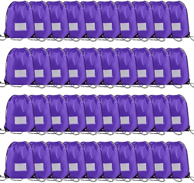 40 Pcs Drawstring Bags,Bulk Draw String Backpack, DIY Gym Sports Cinch Bag Sackpack for Women Men, Purple