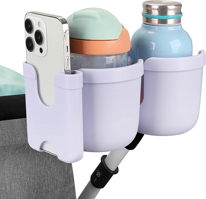 Accmor Stroller Cup Holder with Phone Holder, Bike Cup Holder, Universal Cup Holder for Uppababy Nuna Doona Strollers, 2-in-1 Cup Holder for Walker, Wheelchair, Scooter