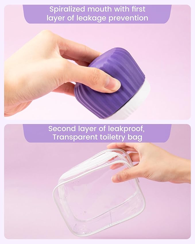 Mrsdry Travel Containers for Toiletries 4 Pack, TSA Approved Travel Size Toiletries, Travel Size Containers, With Clear Bag Leak Proof Silicone Jars, Travel Essentials Creams Jars Carrying Small Items