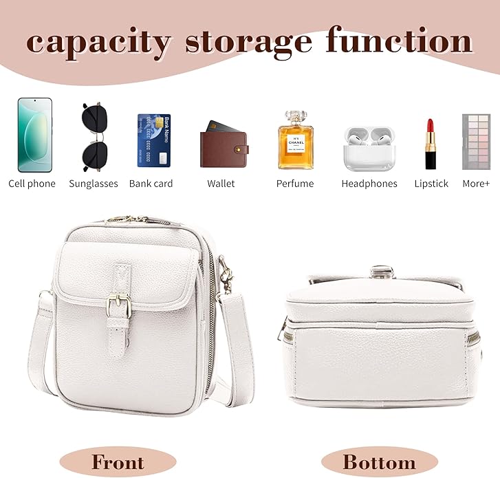 Leather Crossbody Bags for Women Travel Small Crossbody Purse Anti Theft Waterproof Bum Bag with Built in Wallet