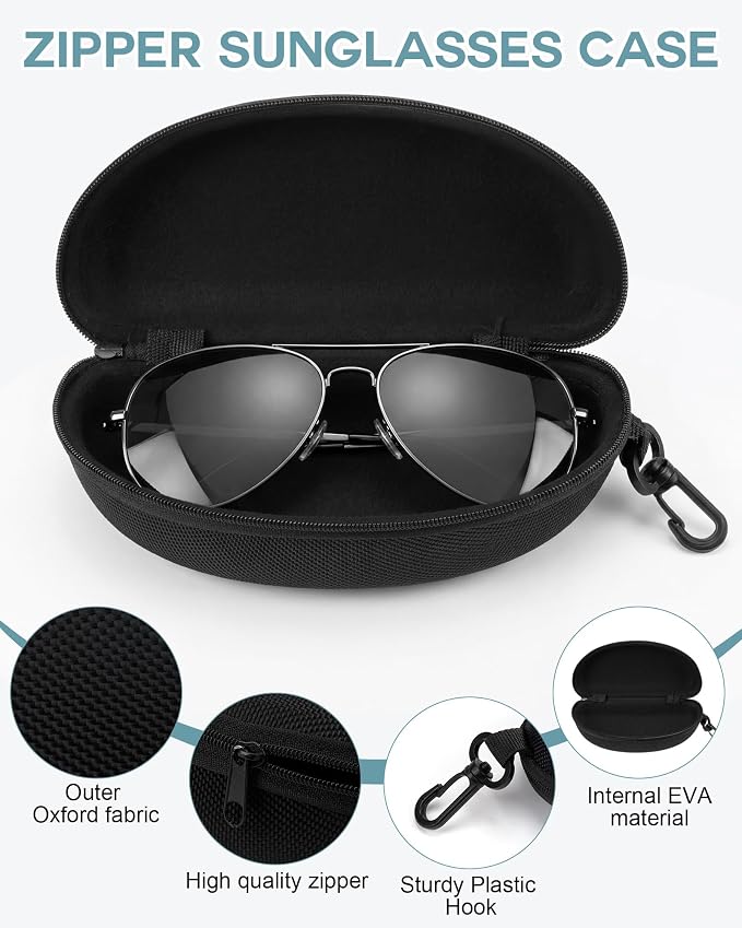 Treela 24 Pcs Sunglasses Case Portable Travel Hard Shell Zipper Frame Summer Eyeglasses Case with Plastic Hook for Women Men