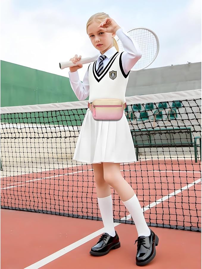 Fanny Pack Birthday Graduation Gifts for 7 8 9 10 11 12 13 Year Old Teen Girls Her Kids, Preppy Cute Trendy Stuff Colorblock Crossbody Bag Adjustable Belt Bags for Travel Essentials