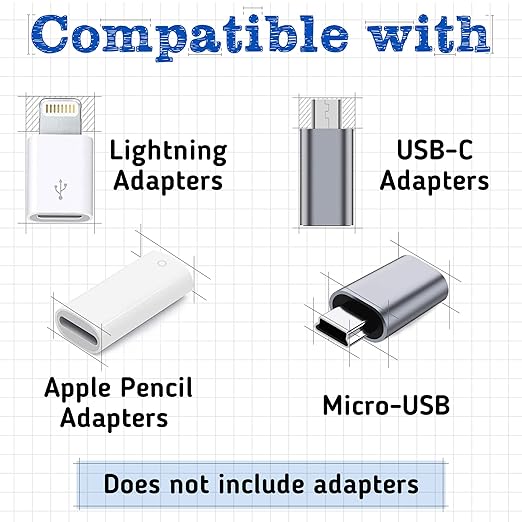 [5-Pack] Charging Cable Keeper/Adapter Tether/Holder, Compatible with Apple Pencil USB-C Adapter, Micro USB Adapter | Perfect for Keychain, Car, Travel (Black - 5 Pack)