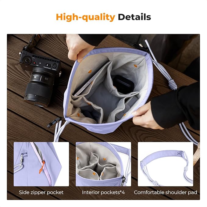K&F CONCEPT Camera Sling Bag Small Compact Case, Cute Soft Camera Pouch Handbag for Urban Street Photography
