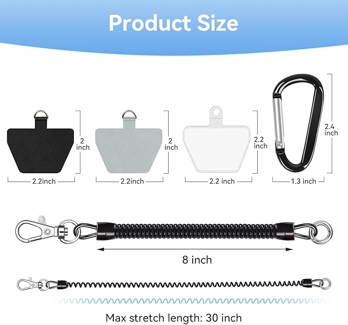 SHANSHUI Phone Lanyard Tether, Stretchy Phone Strap Patch Anchor Outdoor Climbing Hook Compatible for Most Smartphones