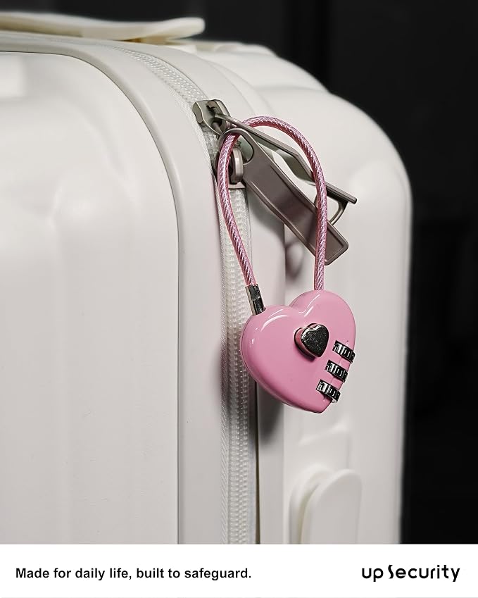 Small Combination Lock for Locker, Cable Lock with Code, Pink Padlock Combination, for Luggage, Suitcase, Gym Locker, Backpack Zipper, Cabinet, Box, Fence Gate, Travel Safe, Outdoor Use