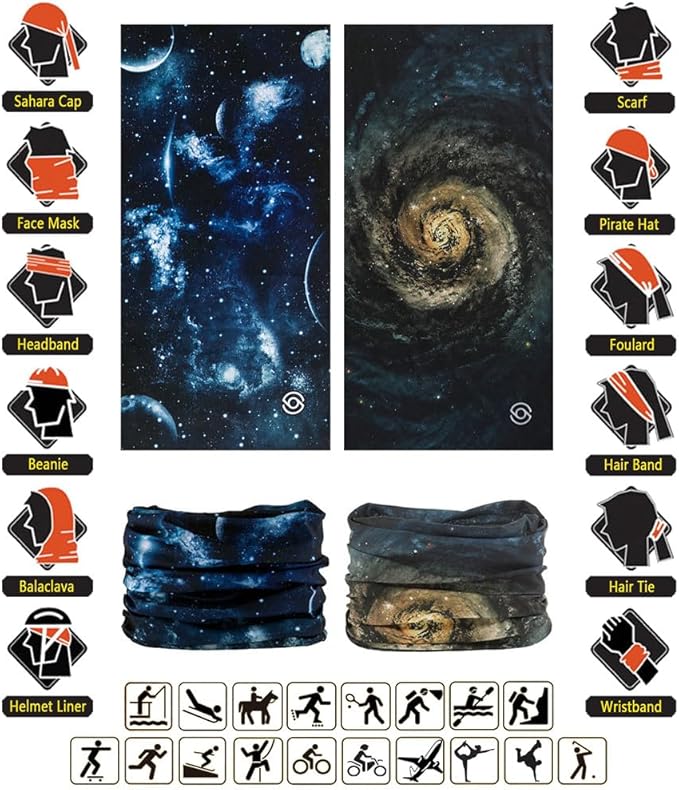VANCROWN Headband Neck Gaiter Head Wrap Headwear Face Mask Magic Scarf Bandana for Men and Women