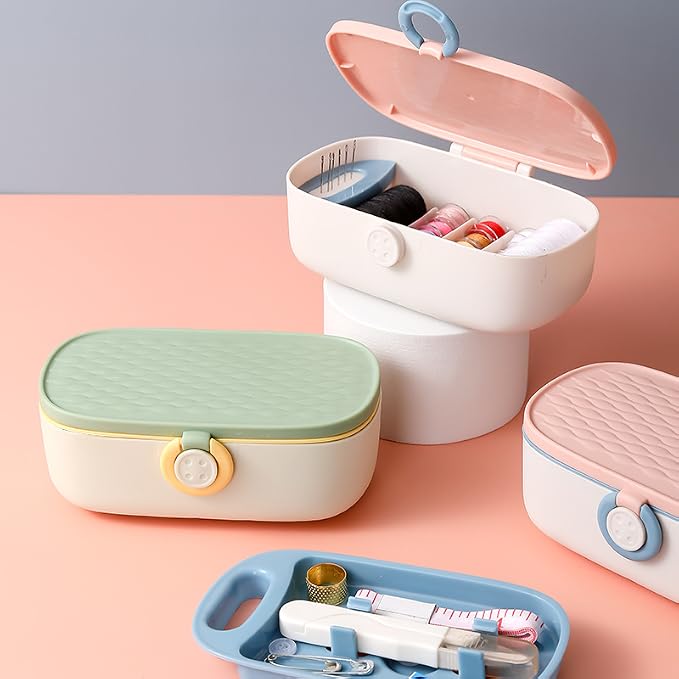 WANSHUNLMI Travel Portable Sewing Kit Organizer Basic with Sewing Supplies & Accessories for Adults,Beginner,Home,Emergency Including Scissors,Measure Tape,Needle Threader and More