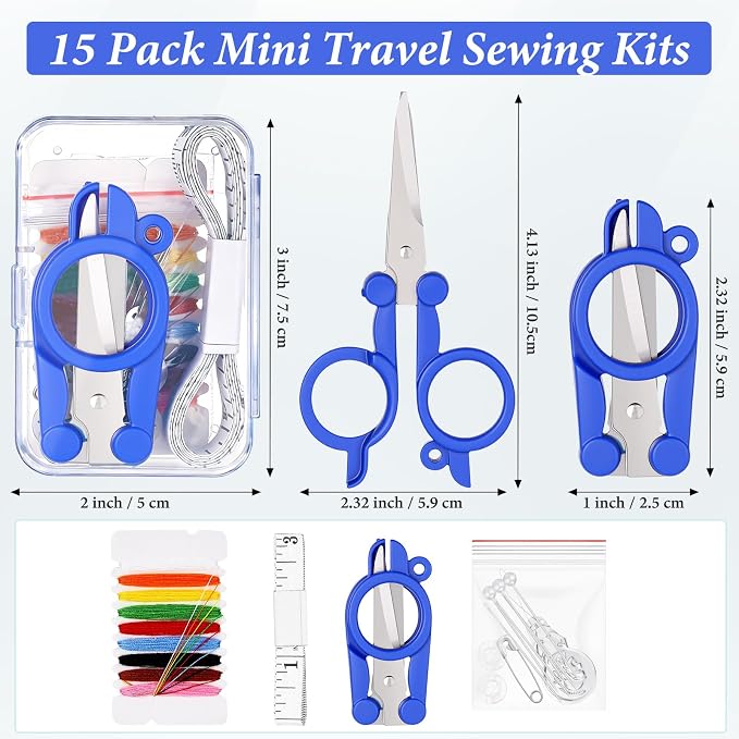 Knitgrip 15 Boxes Mini Sewing Kit Travel Small Emergency Sewing Kit Quick Fix Pre Threaded Needle Basic Portable Repair Tool for Beginner Traveler Home Hotel