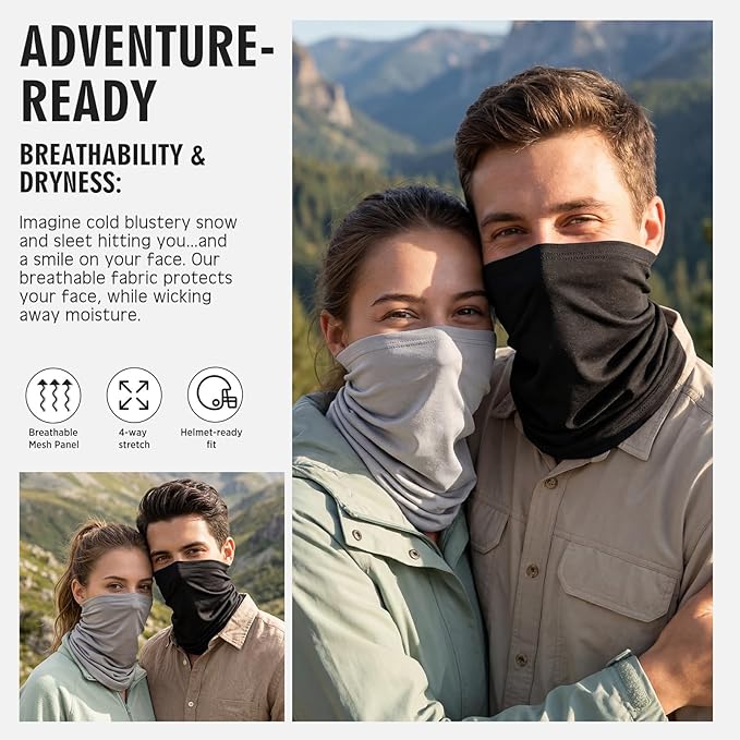 Cuffbow 12 Pack Neck Gaiters Face Mask Balaclava for Men Women Cooling Neck Gaiter Summer UV Protection Scarf