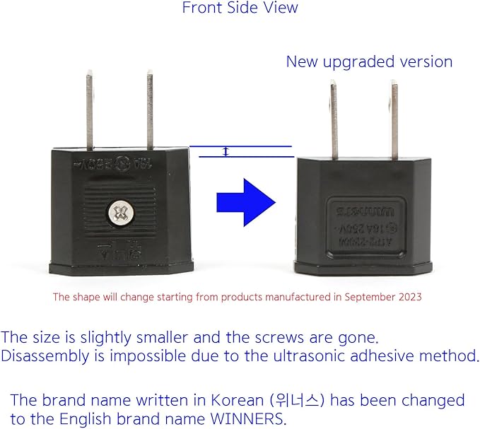 220 to 110 Travel Adapter (Korea to USA) Set of 2
