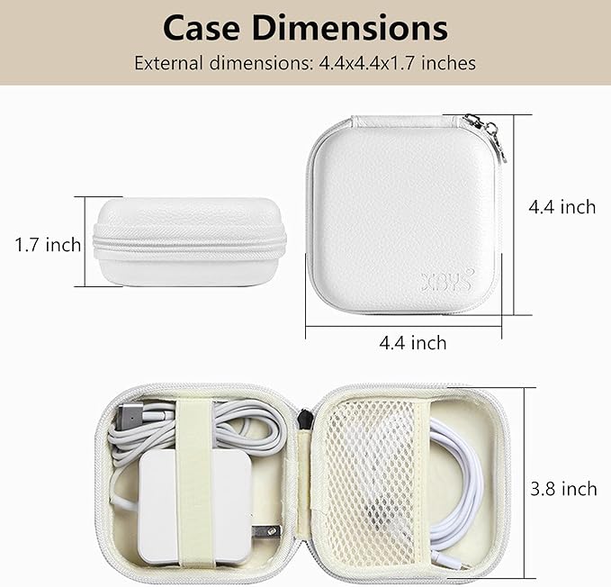 Charger Case for Macbook, Portable Tech Electronic Organizer Bag, Small Travel Storage Pouch for Laptop Accessories, MacBook Power Adapter, Charging Cords, USB Drives, Power Bank (White, M)