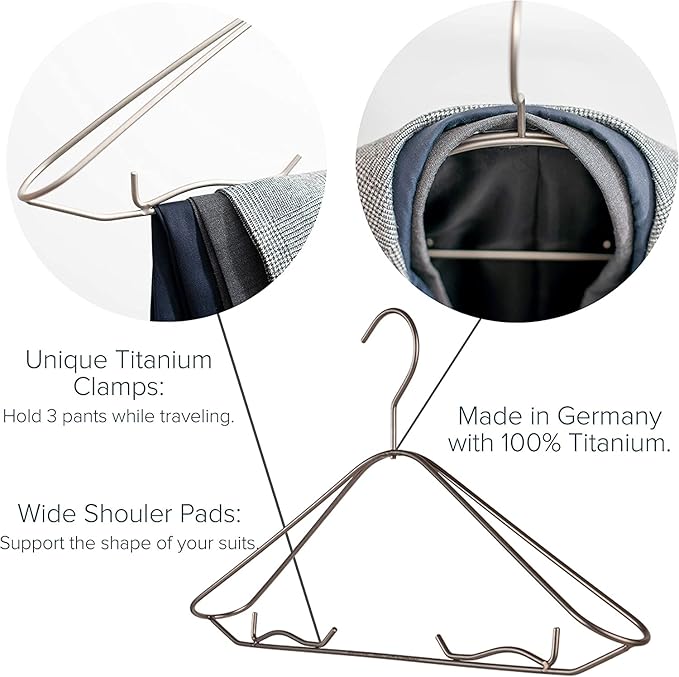 SkyHanger - Carry on Garment Bag with unique Titanium Suit Hanger for Men & Women - best-in-class functionality for wrinkle-free traveling - lightweight & water repellent nylon - Blue