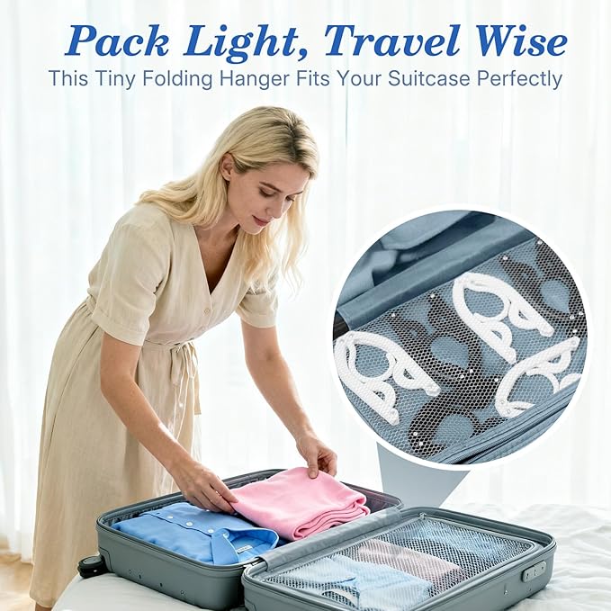 HOUSE DAY 10 Pack Travel Hangers, Cruise Essentials 2026, White Portable Collapsible Clothes Hangers Space Saving, Lightweight Foldable Garment Organizer for Hotel, RV, Dorm, Camping