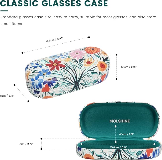 molshine Hard Shell Sunglasses Case,Classic Large Glasses Case for Women Men,Sunglass Eyeglasses