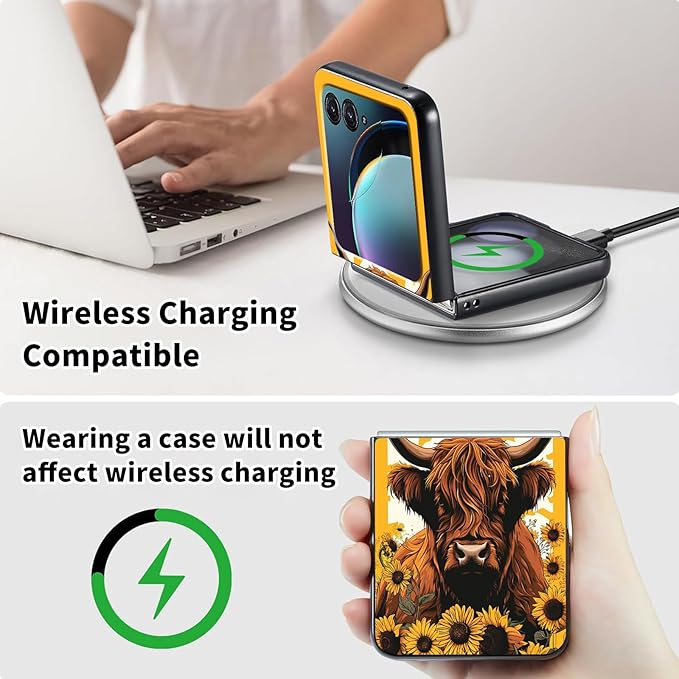 for Motorola Razr Plus 2025 Case,for Razor Plus 2025 Phone Case Cute Slim Hard PC Ultra-Thin Anti-Scratches Shockproof Protective Cover,Cute Cattle Flower