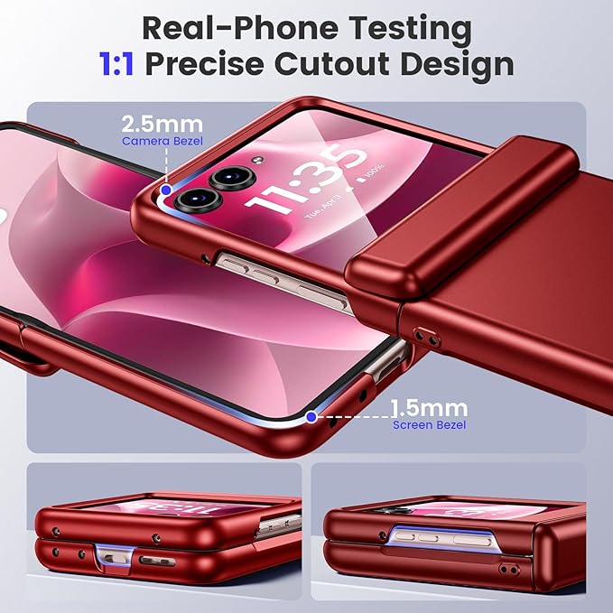VEGO for Motorola Razr 2026/2025/2024 Case[Compatible with MagSafe][Built-in Screen Protector][Anti-Scratch] Full Body Hinge Protection Shockproof Magnetic Case for Moto Razr 2026 (Red)