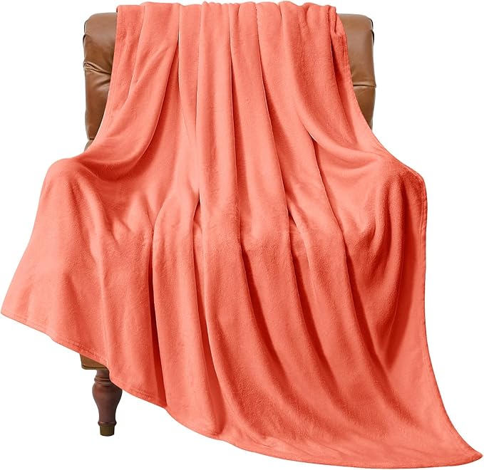 BEDELITE Fleece Blanket Coral Red Throw Blankets for Couch & Bed, Luxury Plush Cozy Fuzzy Blanket 50x60 inches, Super Soft Warm Lightweight Throw Blanket for Travel Camping