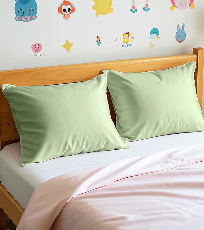 Deep Dream Toddler Pillowcases for 13x18 Pillow 2 Pack, 100% Cotton Travel Pillow Case Cover, 600 Thread Count Cotton Pillow Covers, Soft & Breathable Small Pillow Cases Envelope Closure, Sage Green