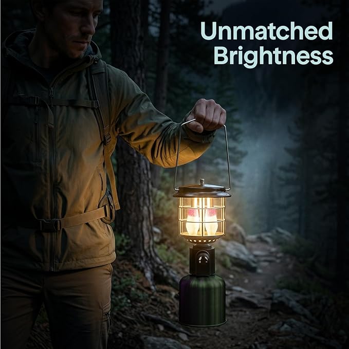 Camping Lantern 1500 Lumens, Bright Outdoor Lantern with Adjustable Light, Easy Ignition, Durable Design, Propane Lantern for Camping, Hurricane and Backup Use