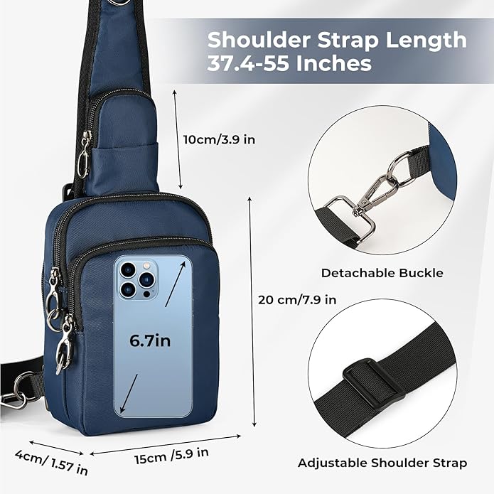 BROADREAM Sling Bag, Crossbody Bag with Anti-Theft Lock Zipper, RFID Blocking & Water Resistant for Travel Work Sport