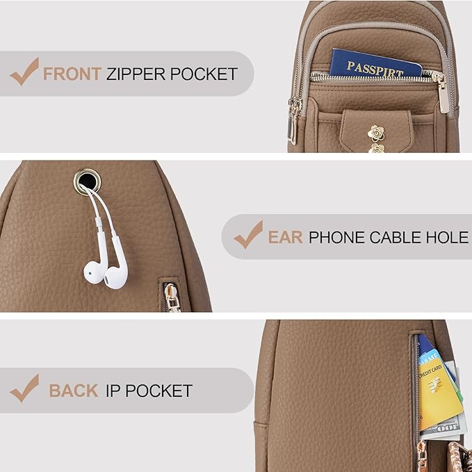 GAEKEAO Sling Bag Crossbody Bags for Women Vegan Leather Fanny Pack Chest Travel Anti Theft Purse Shoulder Bag handbags Gifts