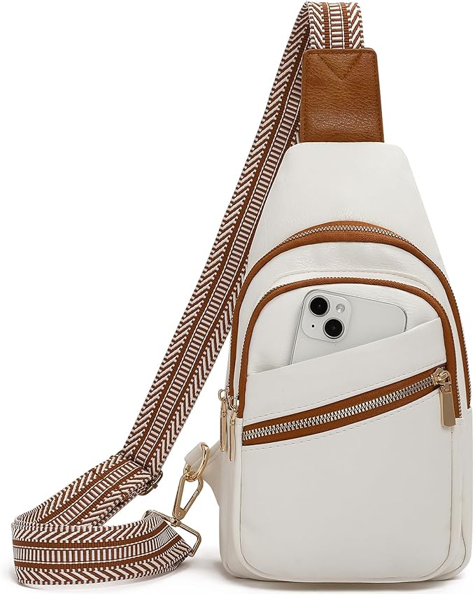 GAEKEAO Crossbody Sling Bag for Women, Leather Crossbody Bags Fanny Packs for Women, Travel Cross Body Bag Chest Bag Womens Crossbody Purse
