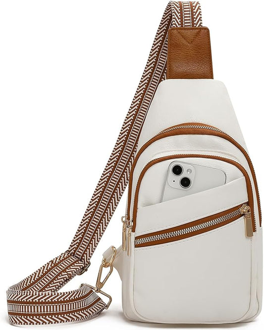 GAEKEAO Crossbody Sling Bag for Women, Leather Crossbody Bags Fanny Packs for Women, Travel Cross Body Bag Chest Bag Womens Crossbody Purse