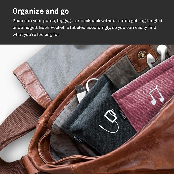 UT Wire [2 PACK] Pocket Snap & Store Earphone Case Pouch, Dusty Rose Pink