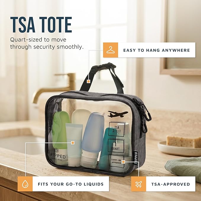 Toiletry Bag Kit Set: Hanging Travel Toiletry Bag + 311 TSA Cosmetic Liquid Bag + Ultralight Accessory Organizer Pouch