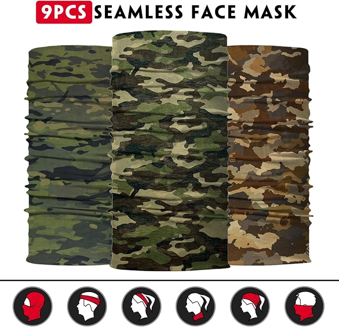 Neck Gaiter for Men Women Headwear Bandana Head Wrap Face Scarf Mask Cover Warmer Balaclava-Seamless & Versatile