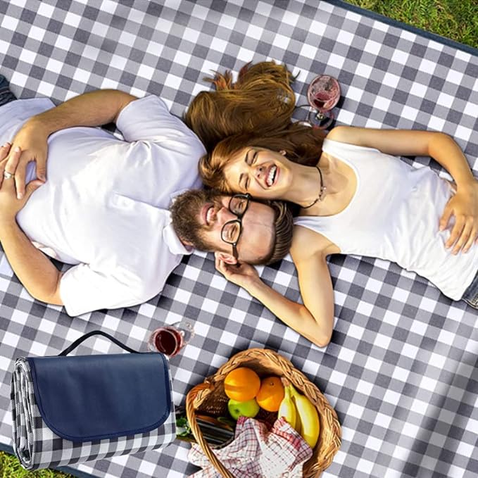 PUPOPIK Picnic Beach Blanket, Picnic Mat 80x60in Waterproof Foldable, Family Mat, Portable Large Picnic Blankets for Travel, Hiking, Music Festival