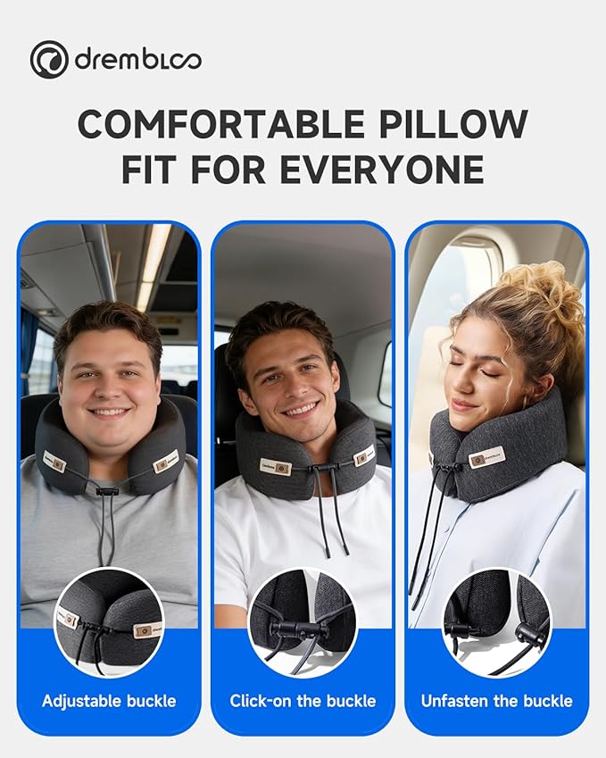 Travel Neck Pillow for Airplane, Premium Memory Foam 360° Ergonomic Support for Sleeping on Long Flights, Compact Portable Sleep Essential with Comfortable Cover for Cars, Office Naps & Home Use