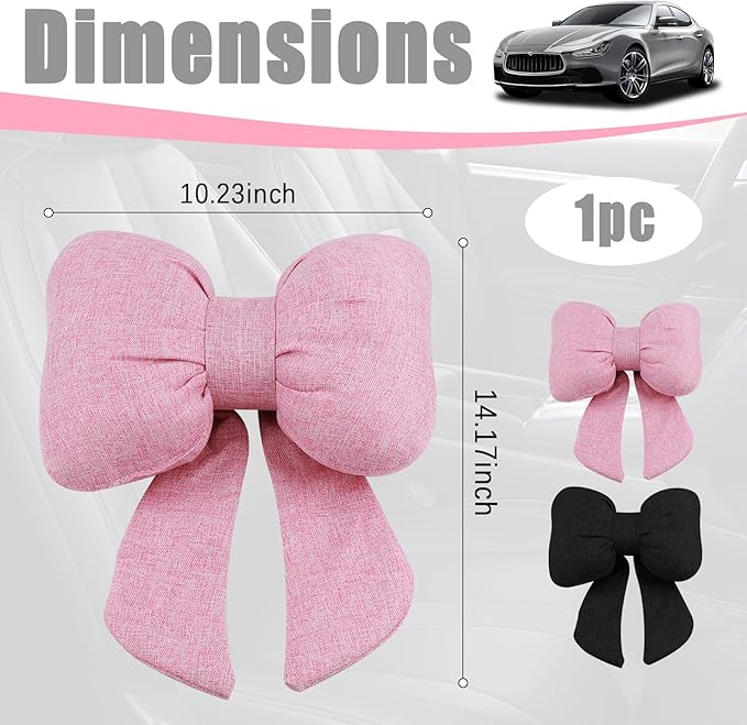 Cute Bow Car Headrest Pillow Breathable & Comfortable,Universal Car Headrest Pillow for Neck Support & Fatigue Relief,Head Rest Pillows for Cars Cute Cars Accessories for Women,Girl