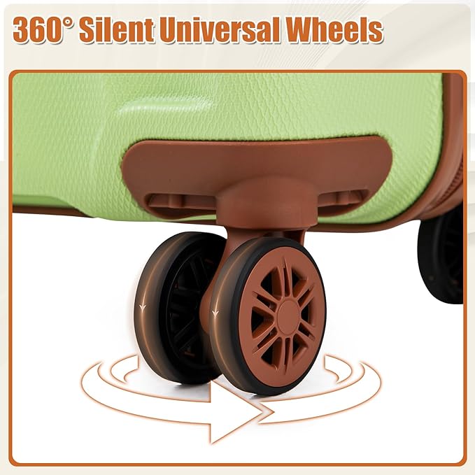 Luggage Sets 5 Piece Suitcases with Wheels,ABS Hard Case Suitcases with Spinner Wheels,Durable Travel Luggage(LightGreen, 5 Piece Set(20"/24"/28"))