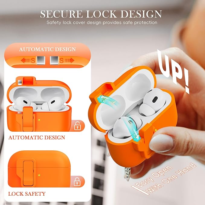 R-fun for AirPods Pro 3 Case with Cleaning Kit, Soft Liquid Silicone Rubber Protective Cover, Compatible with AirPods Pro 3rd Generation Case (2025), Compatible with MagSafe, Orange