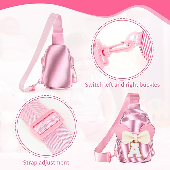 Girl's Initial Crossbody Sling Bag, Small Toddler Fanny Pack For Girl Kid, Girls Purses For Birthday Gifts For 3 4 5 6 7 8 Years Old