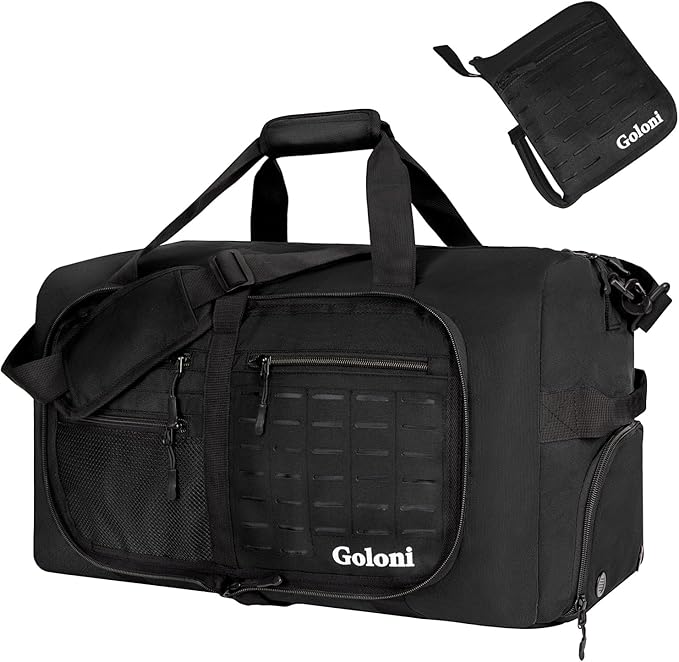 Foldable Travel Duffle Bag,Duffle Bag with Shoes Compartment and Adjustable Strap,Large Packable Travel Bags for Men Women,Waterproof Duffel Bag