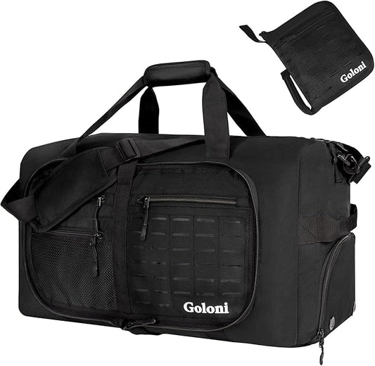 Foldable Travel Duffle Bag,Duffle Bag with Shoes Compartment and Adjustable Strap,Large Packable Travel Bags for Men Women,Waterproof Duffel Bag