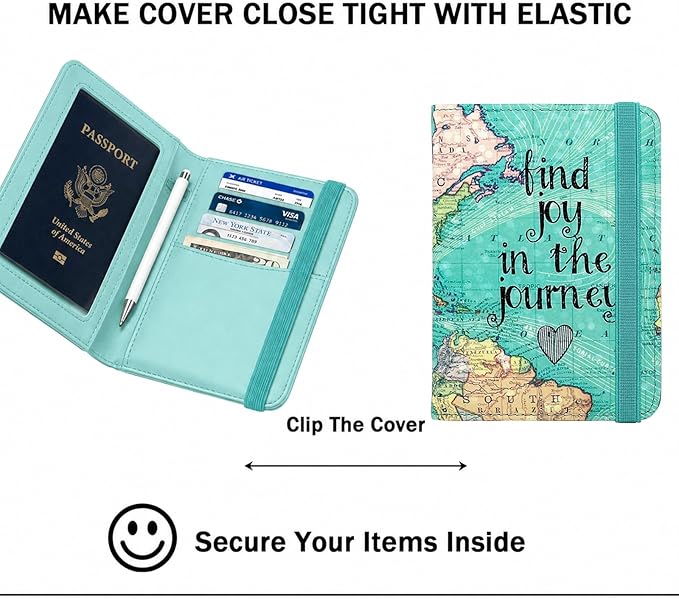 ZOPPEN RFID Blocking Passport Holder for Travel – PU Leather Waterproof Lightweight Passport Cover Wallet for Women Men, Travel Organizer with Card Slots for Airline Tickets & Passport Book, Map