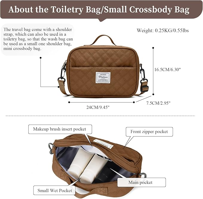 Weekender Bags for Women,Extra Large Travel Duffle Overnight Bag with Shoe Compartment,Personal Item Carry On Bag with Grid Toiletry Bag,Black & Brown