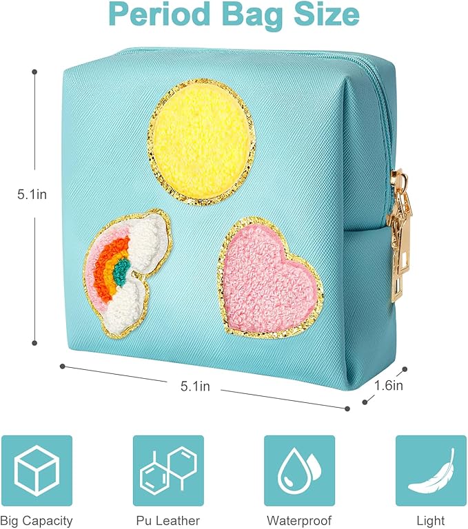 airogym Period Bag for Women, Sanitary Napkin Storage Bag, Functional PU Leather Sanitary Pad Bags for Panty Liners, Tampons, Menstrual Cup Pouches, Sanitary Pads Organizer with Zipper