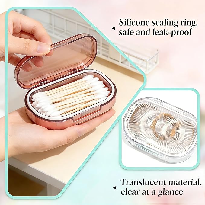 4 Pcs Hair Tie Container Small Portable Travel Cotton Swab Holder Dispenser with Lid Plastic Box Storage Containers for Small Items, 3.94 x 2.76 Inch(4Pces,Green01)